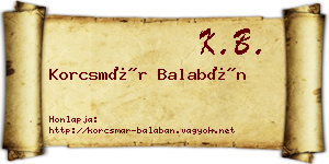 Korcsmár Balabán névjegykártya
